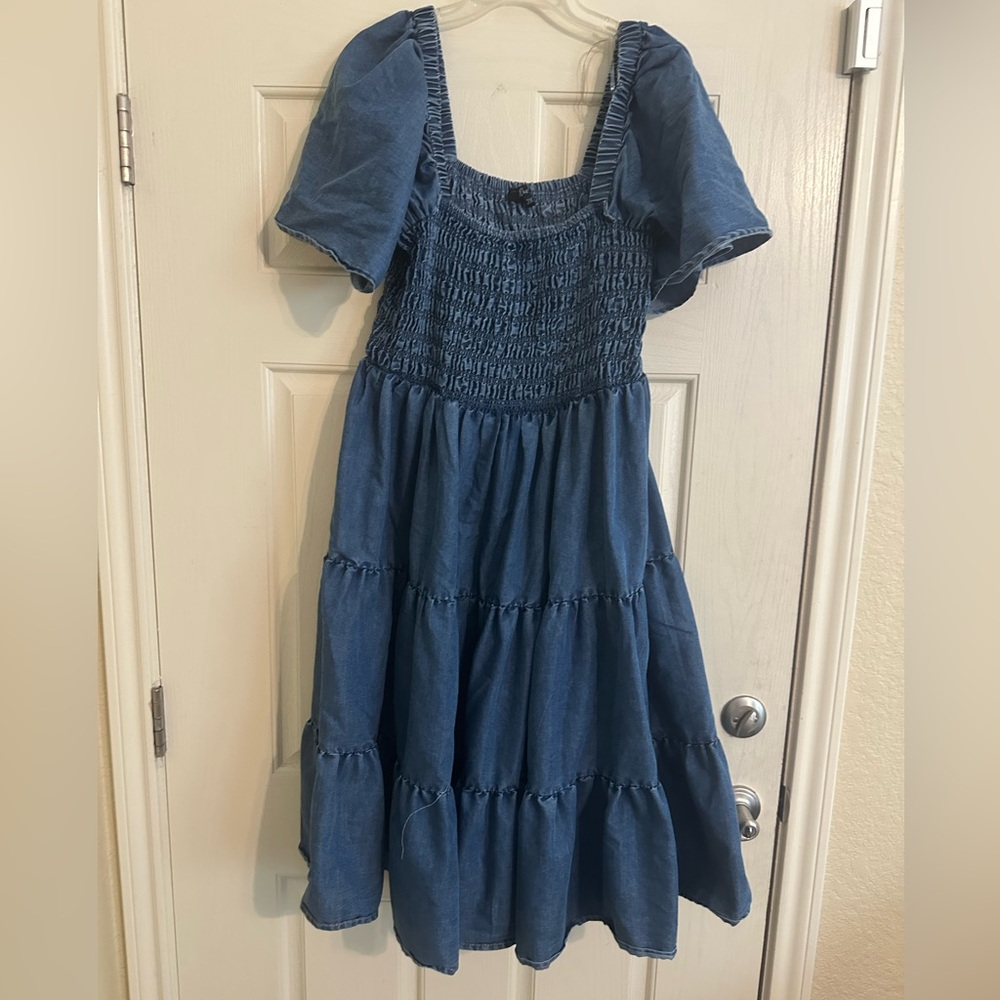 Blush Blue Smocked Tiered Women’s Dress